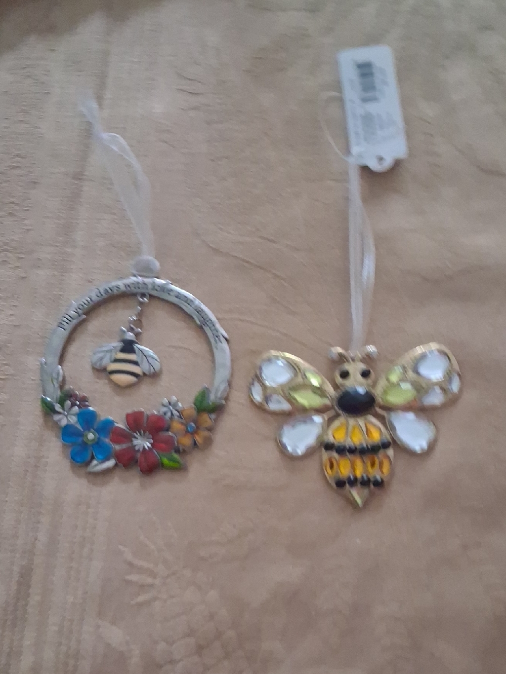Kurt Adler Colorful Enamel Bee & Floral Hanging Ornaments - Yellow, Blue, Red